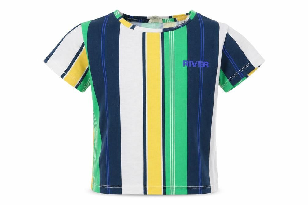 River Island Boys Multicoloured Striped Polyester Basic T-Shirt Size 2-3 Years Crew Neck