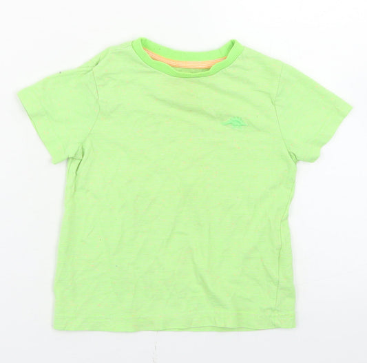 F&F Boys Green Striped Cotton Basic T-Shirt Size 18-24 Months Crew Neck  - dinosaur