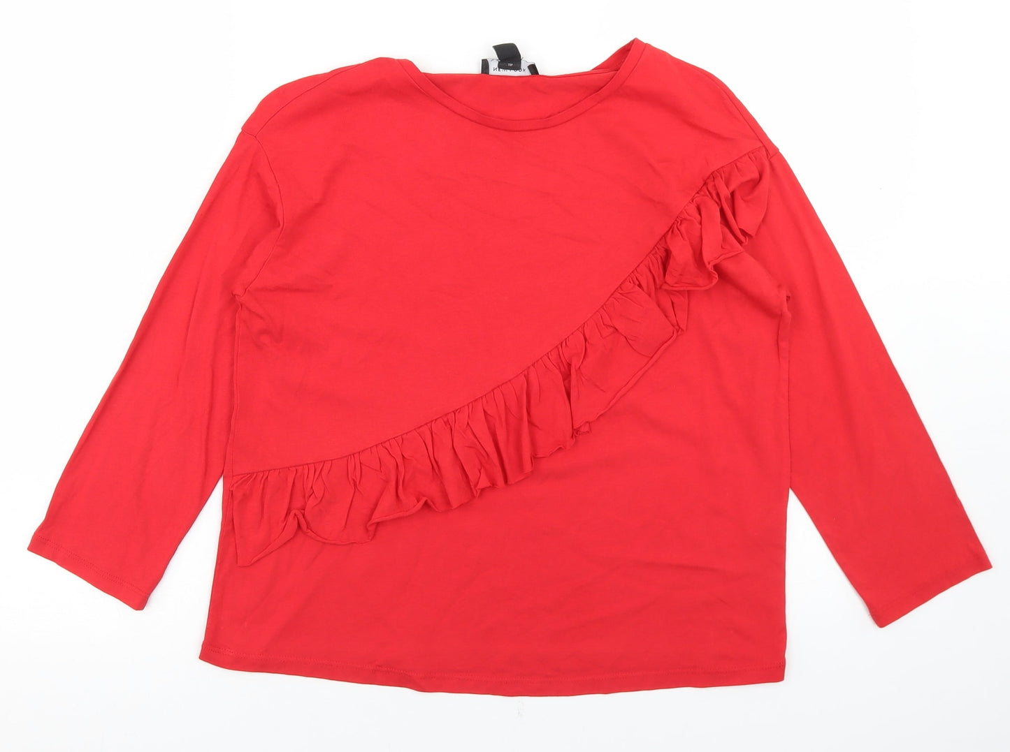 New Look Womens Red  Modal Basic T-Shirt Size 12 Round Neck