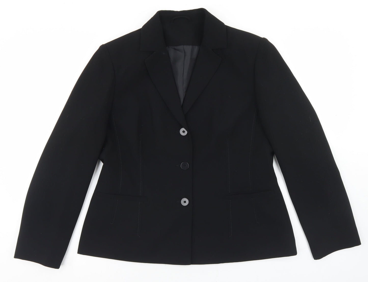 Preworn Womens Black  Polyester Jacket Blazer Size 14