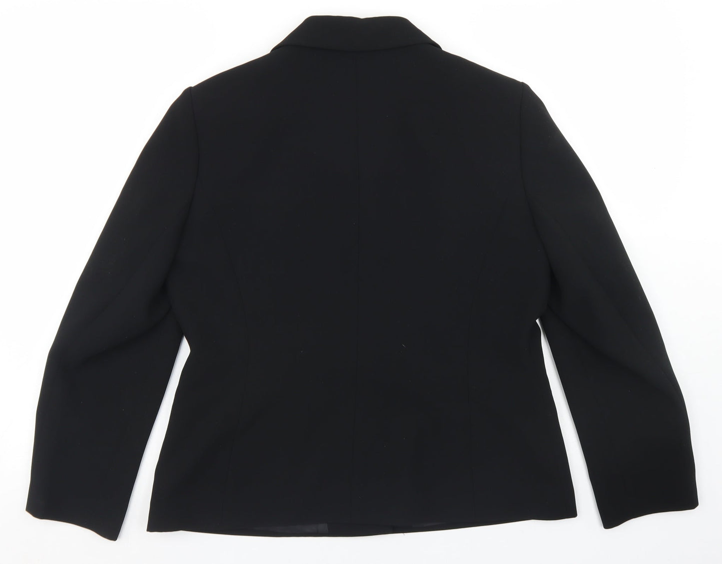 Preworn Womens Black  Polyester Jacket Blazer Size 14
