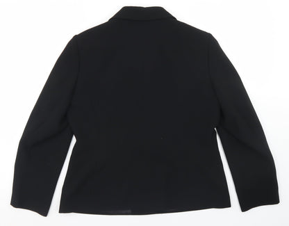 Preworn Womens Black  Polyester Jacket Blazer Size 14