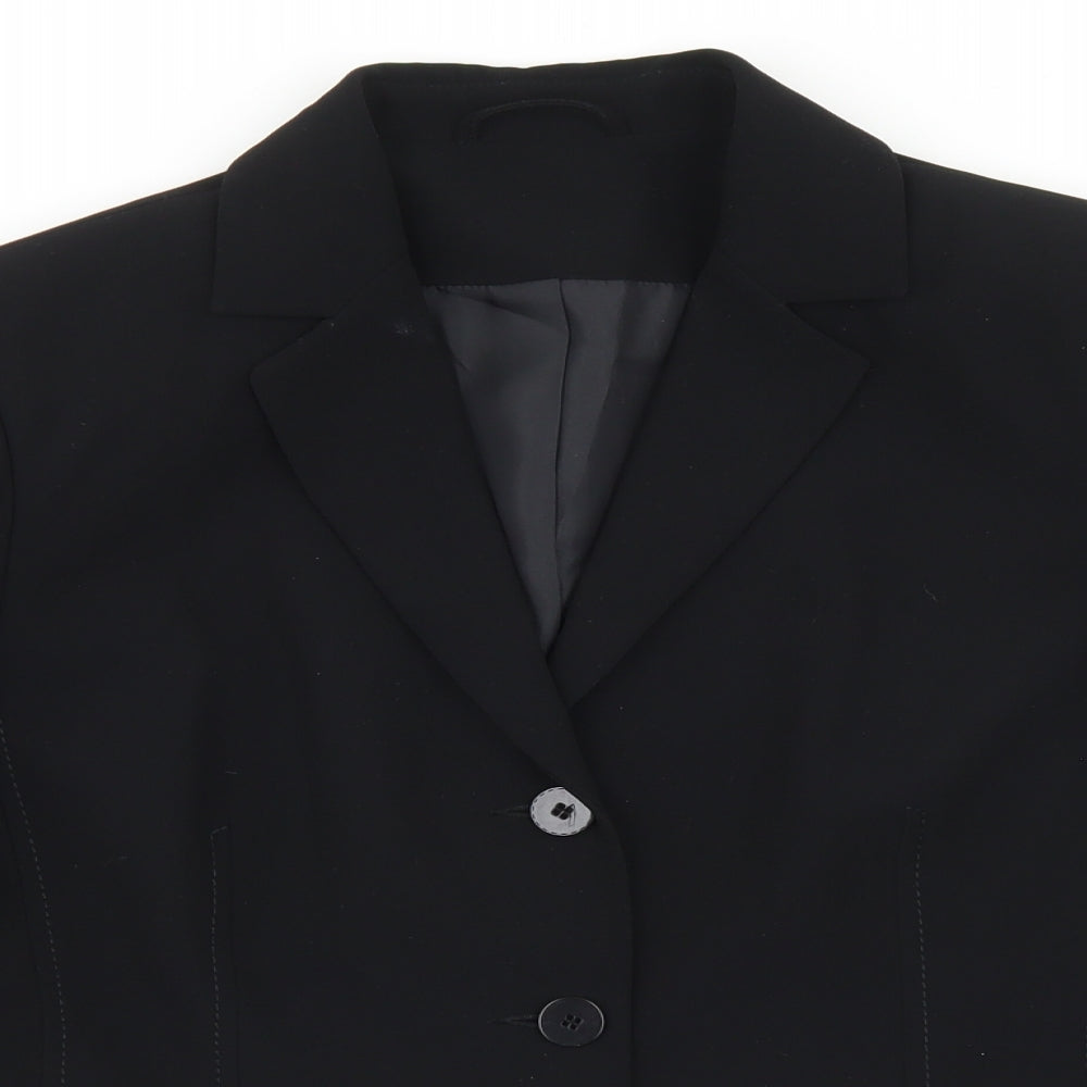 Preworn Womens Black  Polyester Jacket Blazer Size 14
