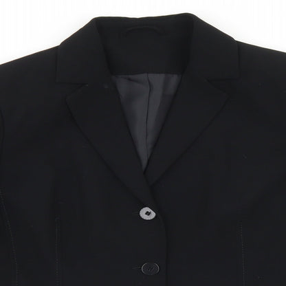 Preworn Womens Black  Polyester Jacket Blazer Size 14
