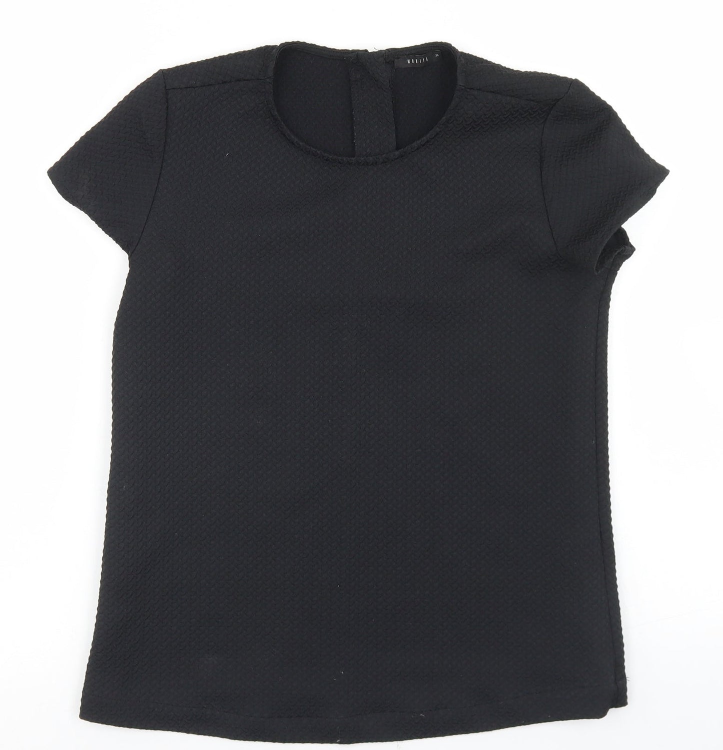 Mohito Womens Black  Polyester Basic Blouse Size 6 Round Neck