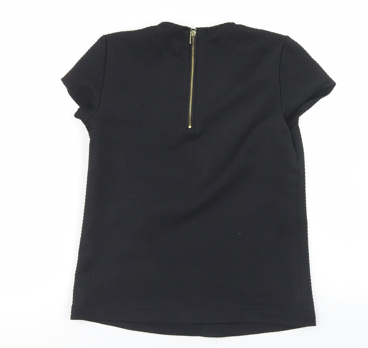 Mohito Womens Black  Polyester Basic Blouse Size 6 Round Neck