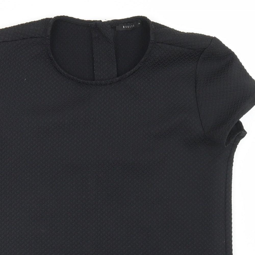 Mohito Womens Black  Polyester Basic Blouse Size 6 Round Neck