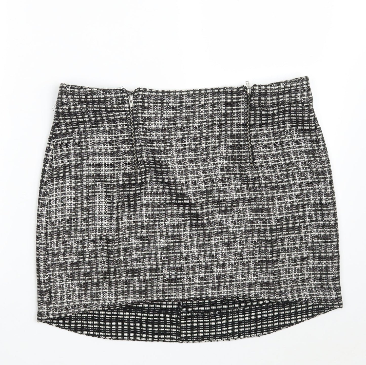 Topshop Womens Black  Acrylic Mini Skirt Size 14   Zip