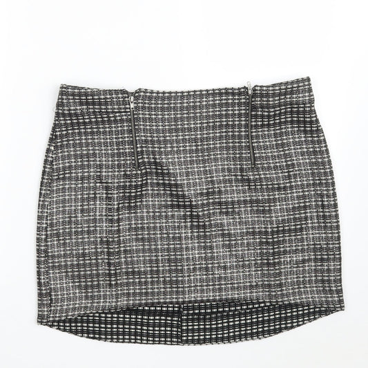 Topshop Womens Black  Acrylic Mini Skirt Size 14   Zip