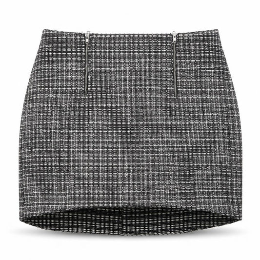 Topshop Womens Black  Acrylic Mini Skirt Size 14   Zip
