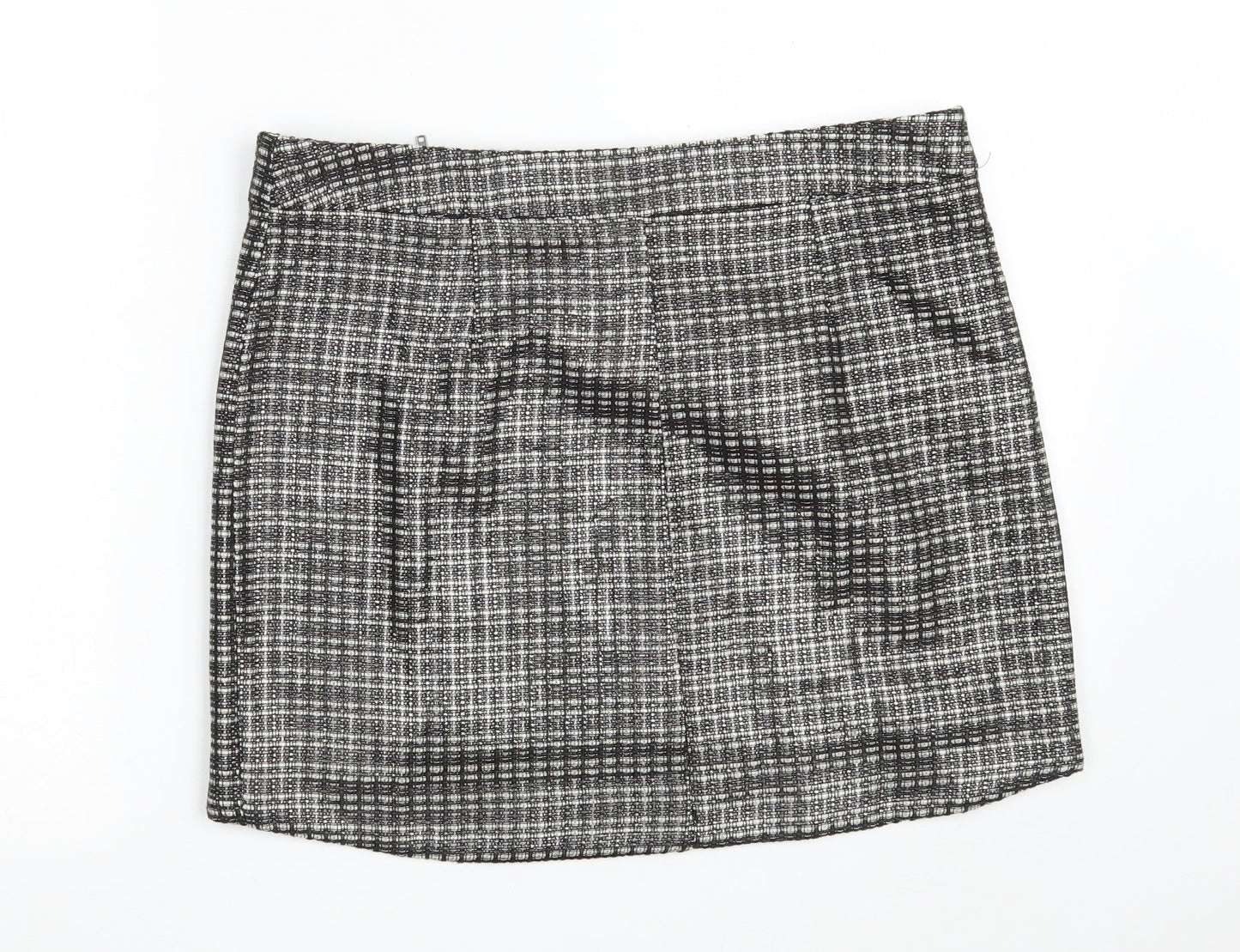 Topshop Womens Black  Acrylic Mini Skirt Size 14   Zip