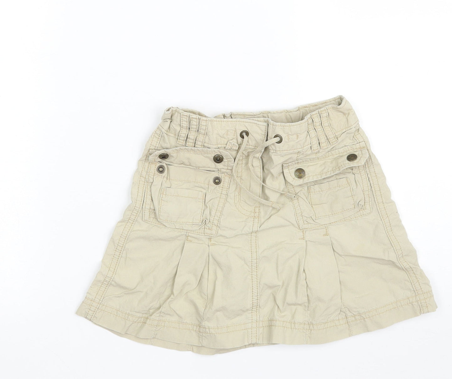 NEXT Girls Beige  100% Cotton Mini Skirt Size 5 Years  Regular Zip