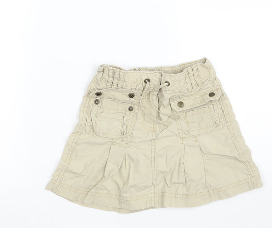 NEXT Girls Beige  100% Cotton Mini Skirt Size 5 Years  Regular Zip