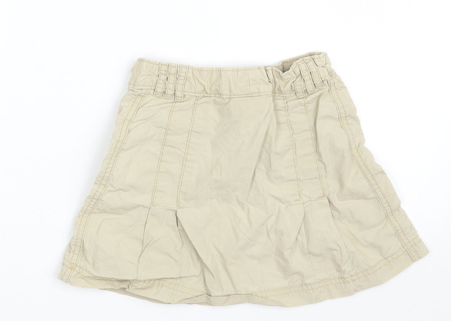 NEXT Girls Beige  100% Cotton Mini Skirt Size 5 Years  Regular Zip