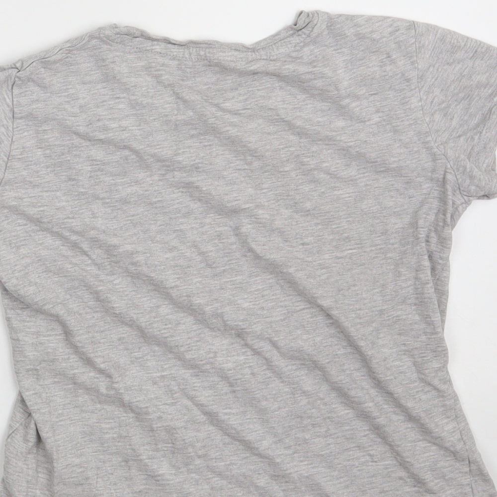 Pep & Co  Girls Grey  Cotton Pullover T-Shirt Size 9-10 Years Crew Neck  - Selfie Squad