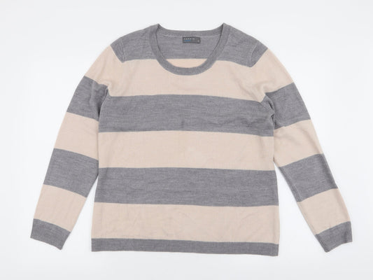 Papaya Womens Multicoloured Round Neck Striped Acrylic Pullover Jumper Size 16