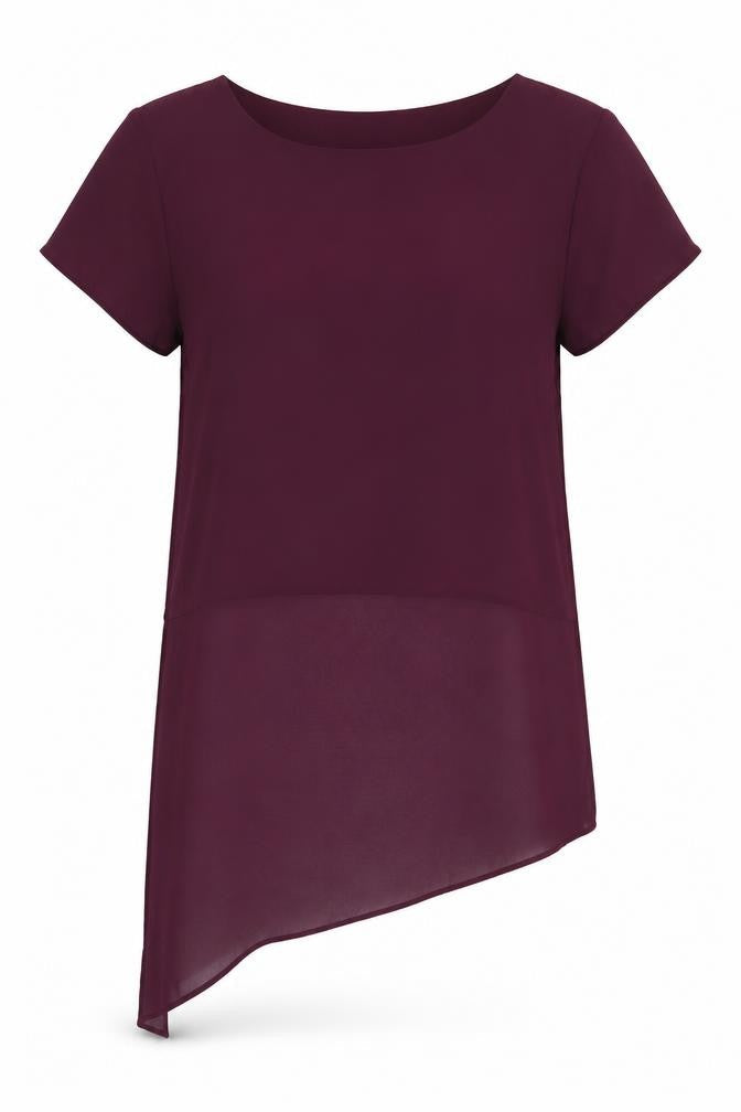 A&G Womens Purple  Polyester Basic Blouse Size M Round Neck