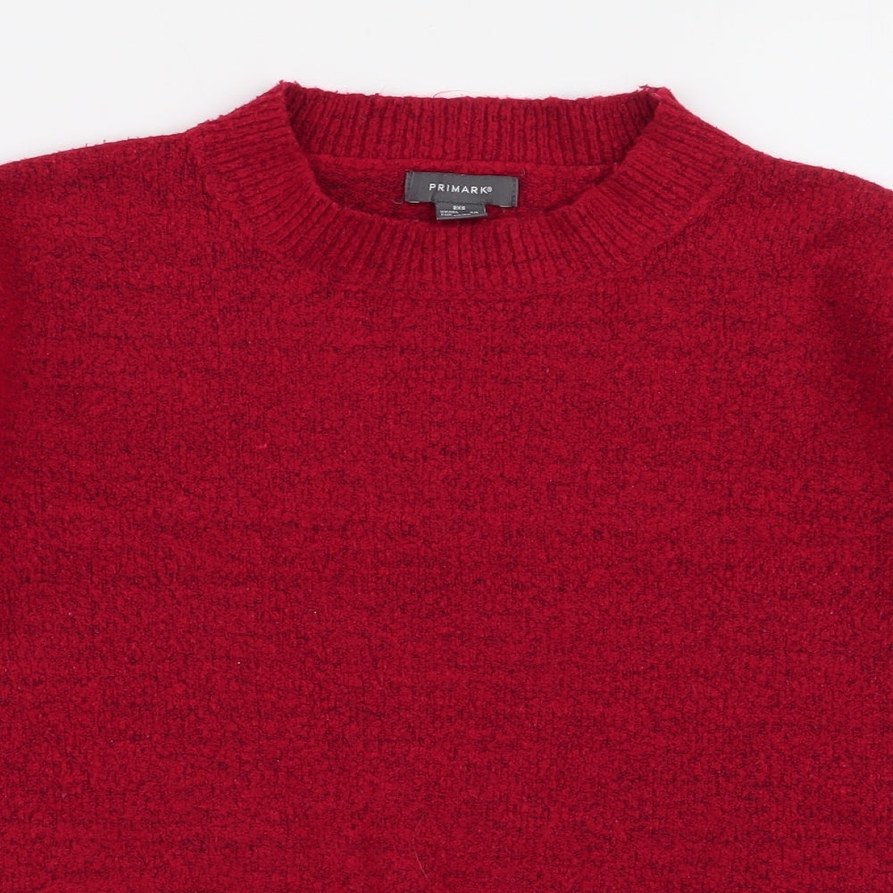 Primark Womens Red High Neck  Polyester Pullover Jumper Size 2XS