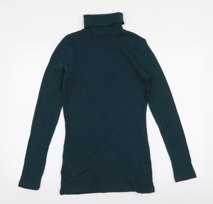 LTS Basics Womens Green Roll Neck  Polyester Pullover Jumper Size XS