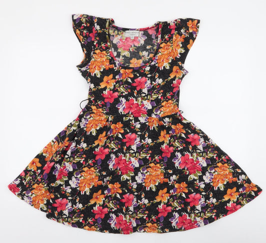 Ravi Famous  Womens Multicoloured Floral Polyester Skater Dress  Size S  Round Neck Pullover