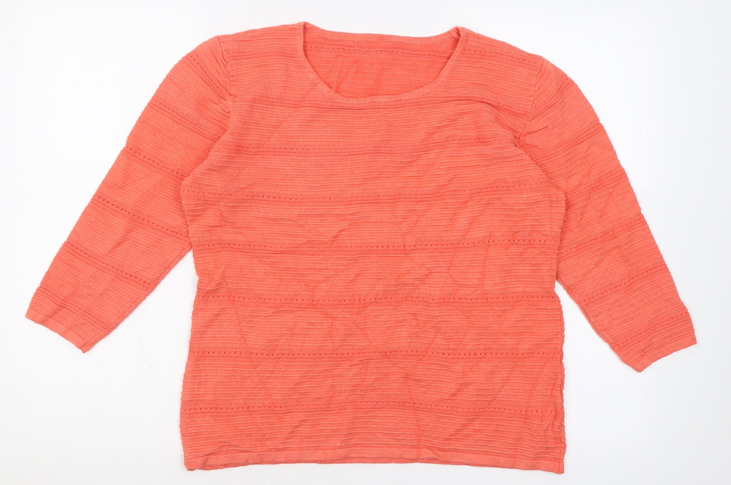 Preworn Womens Pink Crew Neck Striped Viscose Pullover Jumper Size M