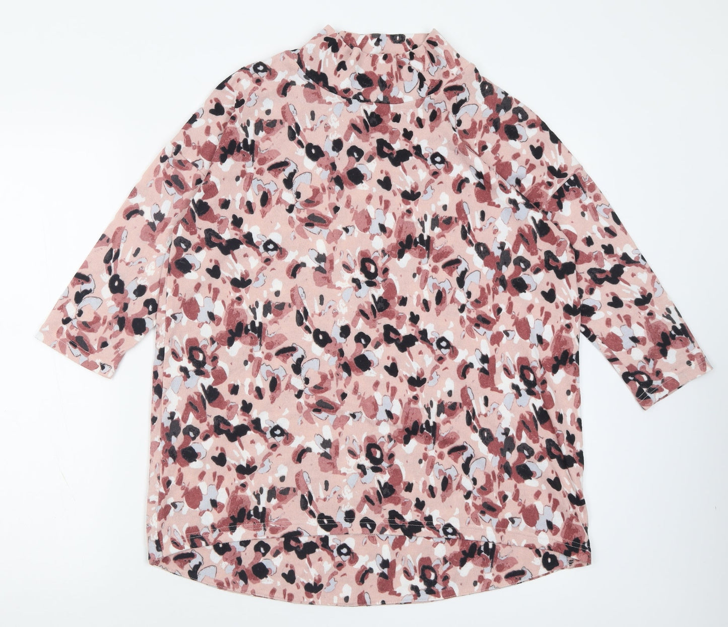 Marks and Spencer Womens Pink High Neck Floral Polyester Pullover Jumper Size 8