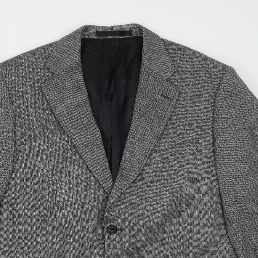 Marks and Spencer Mens Grey Plaid Wool Jacket Suit Jacket Size 42