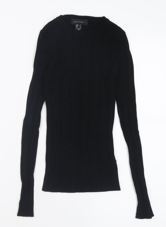 Atmosphere Womens Black Crew Neck  Viscose Pullover Jumper Size 8
