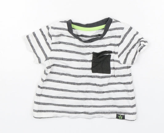Dunnes Stores Boys Multicoloured Striped Cotton Basic T-Shirt Size 6-9 Months Round Neck Pullover