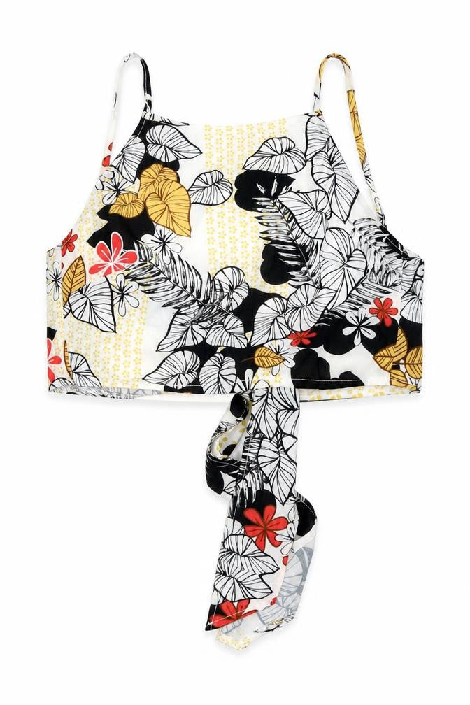 Parisian Signature Womens Ivory Floral Polyester Cropped Tank Size 10 Square Neck