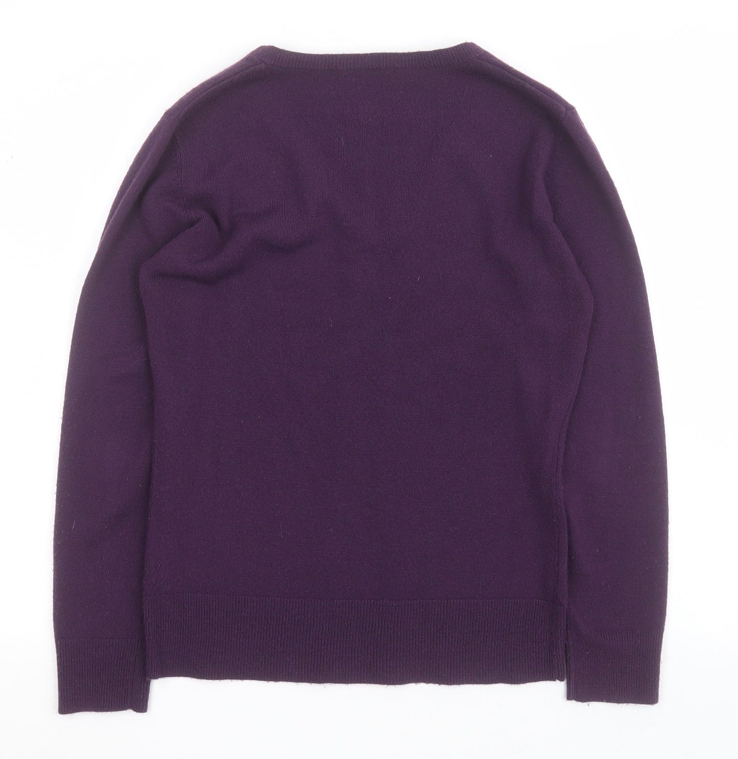 M&Co Womens Purple V-Neck  Acrylic Pullover Jumper Size 6