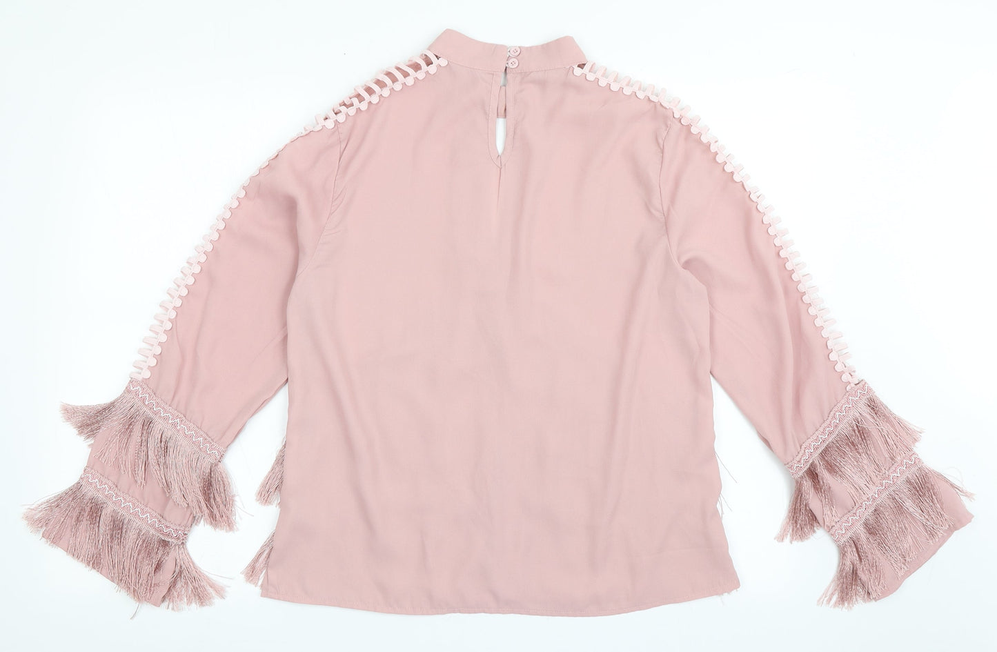 Flammode Womens Pink  Polyester Basic Blouse Size M Round Neck