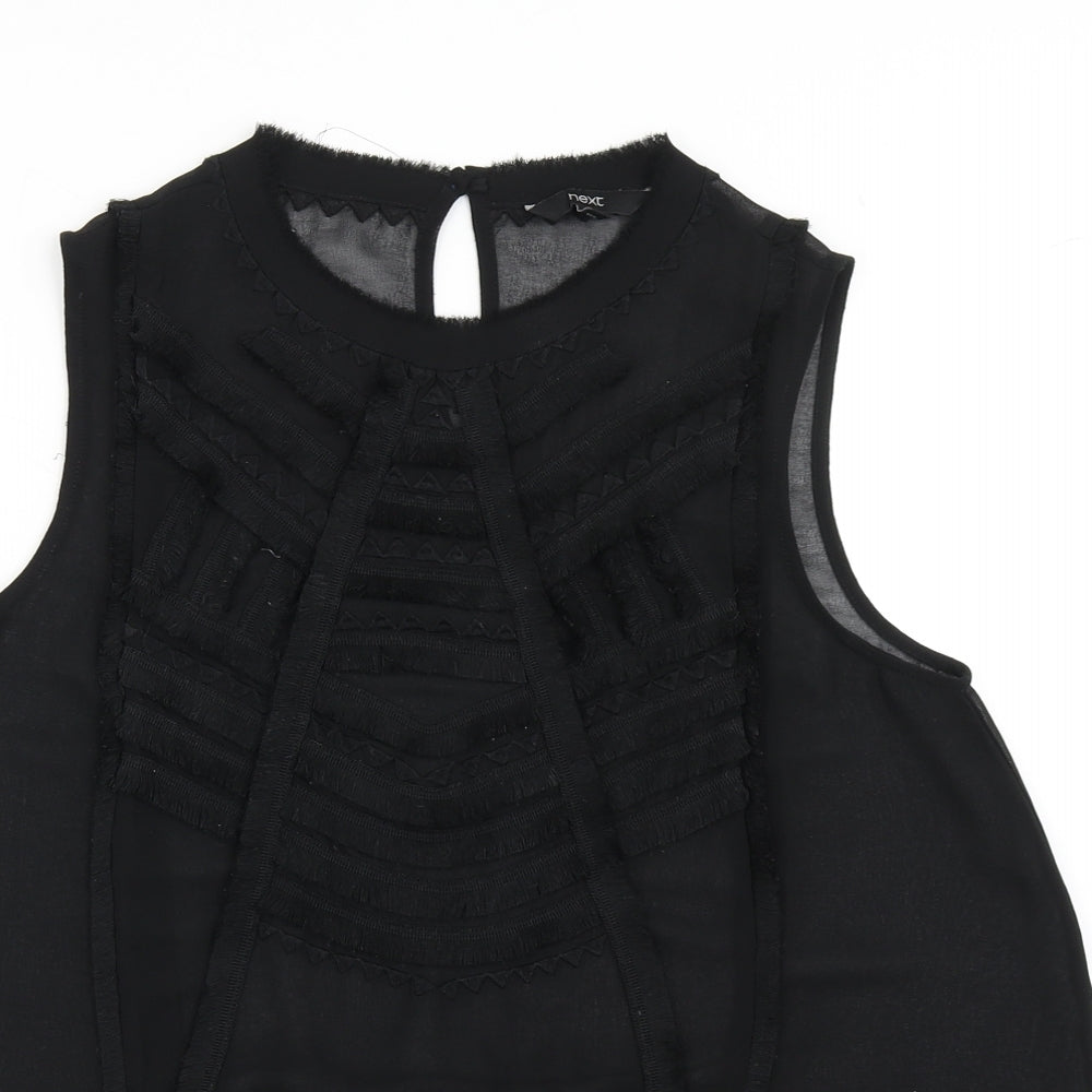 NEXT Womens Black  Polyester Basic Blouse Size 12 Round Neck