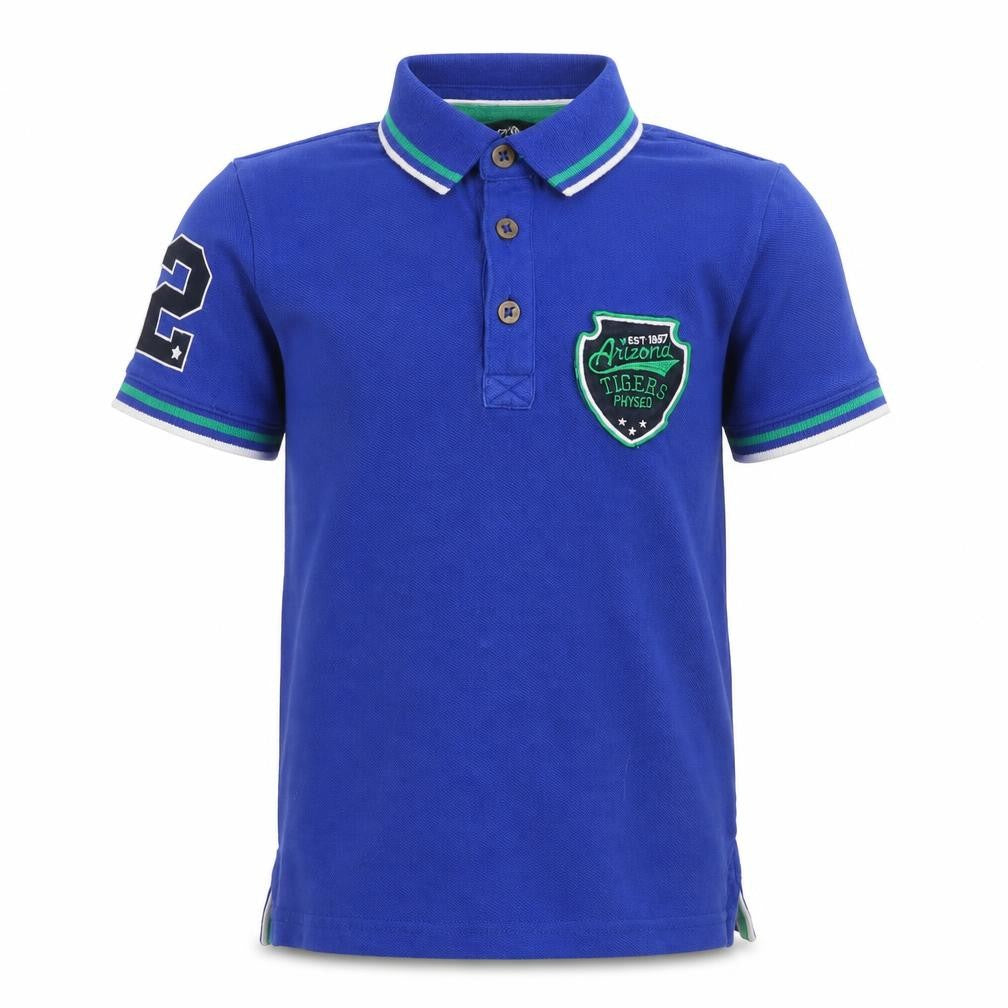 George Boys Blue  100% Cotton Pullover Polo Size 6-7 Years Collared Button