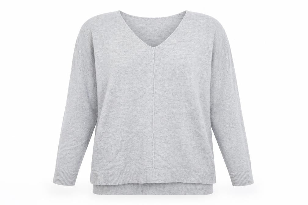 Primark Womens Grey V-Neck  Viscose Pullover Jumper Size S