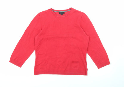 Linea Womens Red Crew Neck  Cotton Pullover Jumper Size M