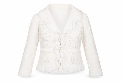 Silkland Womens Ivory   Jacket  Size 6  Hook & Eye