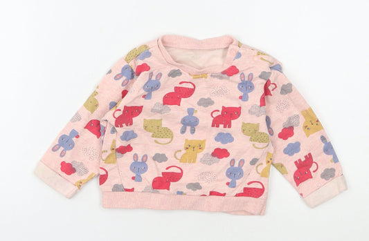 Nutmeg Girls Pink  100% Cotton Basic Casual Size 6-9 Months Round Neck Pullover