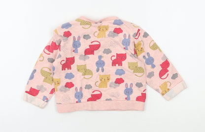 Preloved Nutmeg Girls Pink  100% Cotton Basic Casual Size 6-9 Months Round Neck Pullover - Back