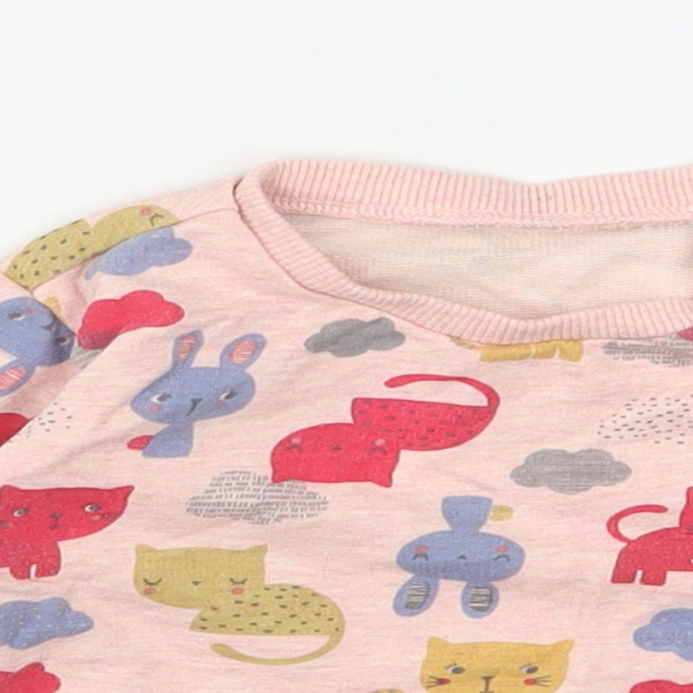 Nutmeg Girls Pink  100% Cotton Basic Casual Size 6-9 Months Round Neck Pullover