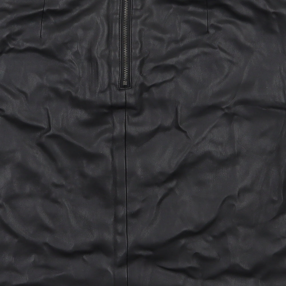Wallis Womens Black  Polyester A-Line Skirt Size 10   Zip