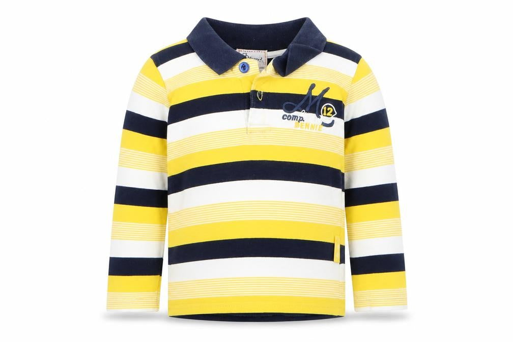 Bennie Kids Boys Yellow Striped Cotton Basic Polo Size 2 Years Collared Button