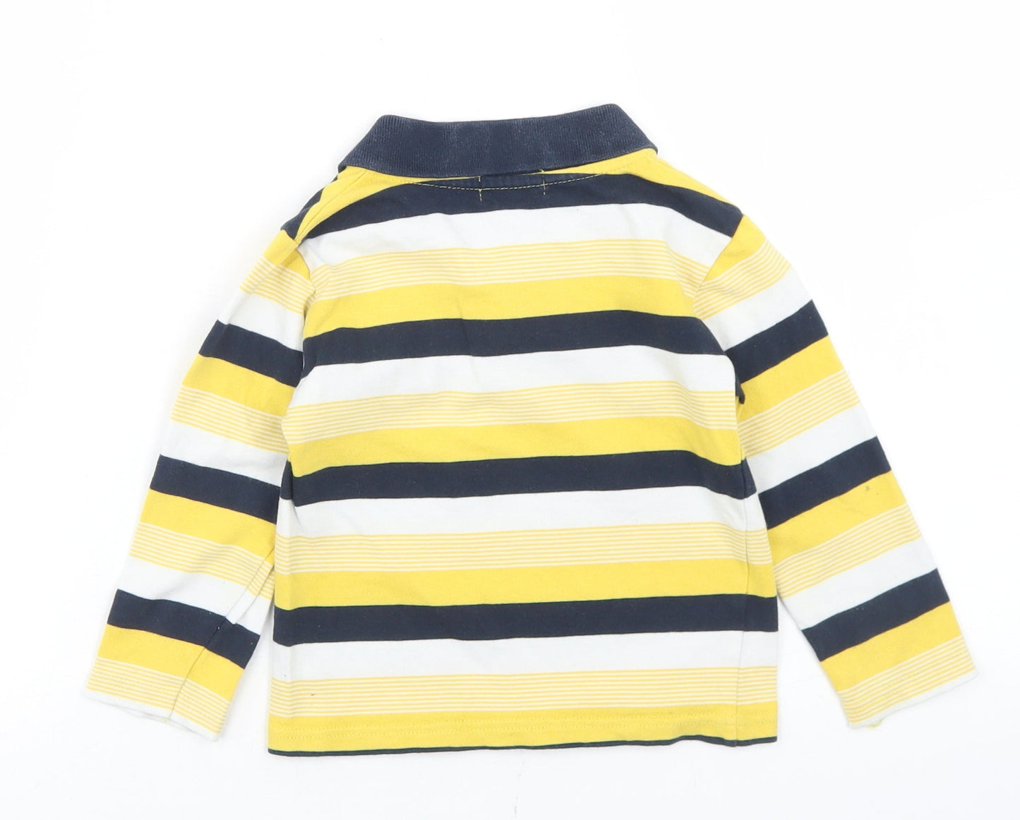 Bennie Kids Boys Yellow Striped Cotton Basic Polo Size 2 Years Collared Button