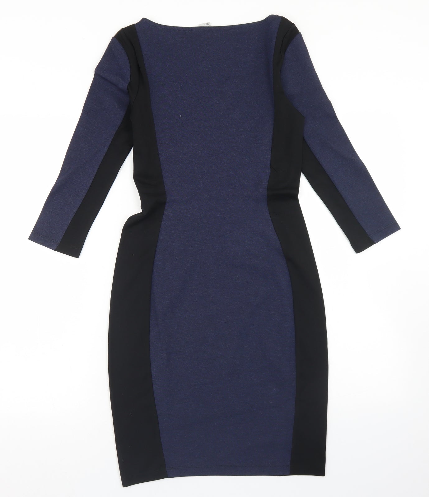 h&m blue bodycon dress H&M Womens Blue Colourblock Viscose Bodycon Size XS Round Neck –  Prewornwholesale