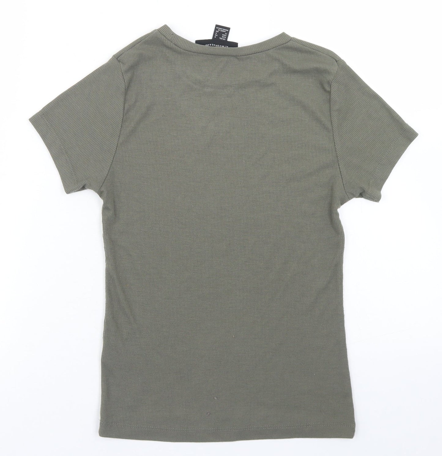 Atmosphere Womens Green  Polyester Cropped T-Shirt Size 8 Round Neck