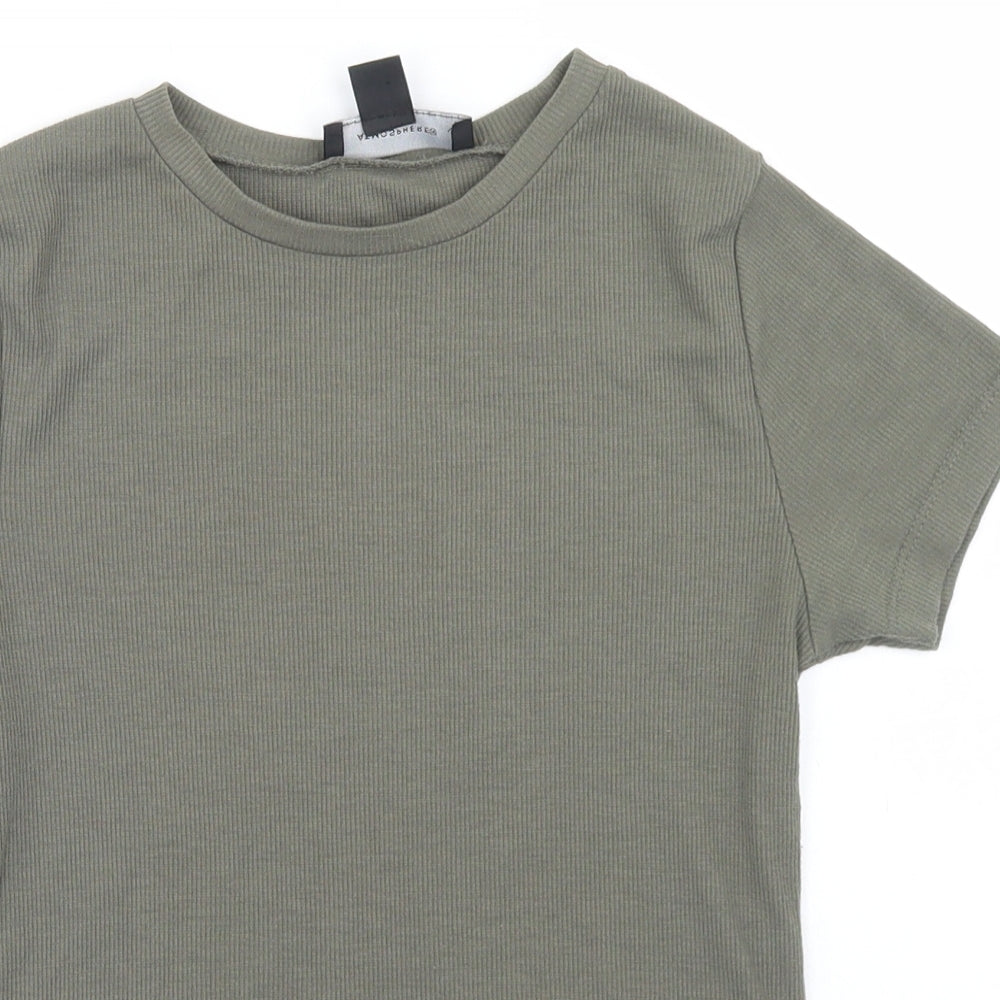 Atmosphere Womens Green  Polyester Cropped T-Shirt Size 8 Round Neck