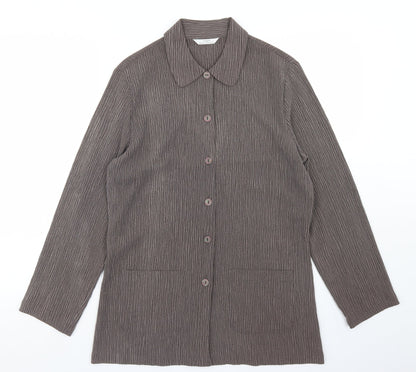 Marks & Spencer Womens Brown  Polyester Basic Button-Up Size 10 Collared