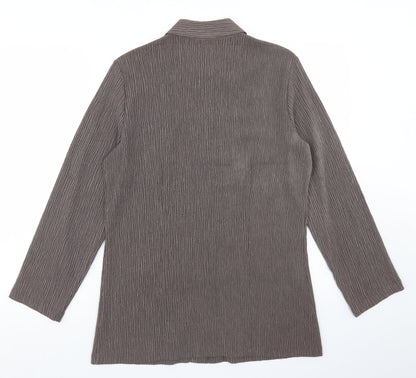 Marks & Spencer Womens Brown  Polyester Basic Button-Up Size 10 Collared
