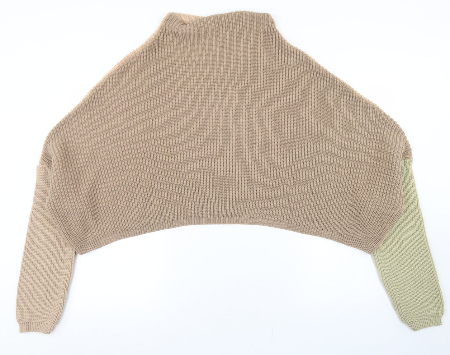 PRETTYLITTLETHING Womens Brown Mock Neck  Acrylic Pullover Jumper Size 6