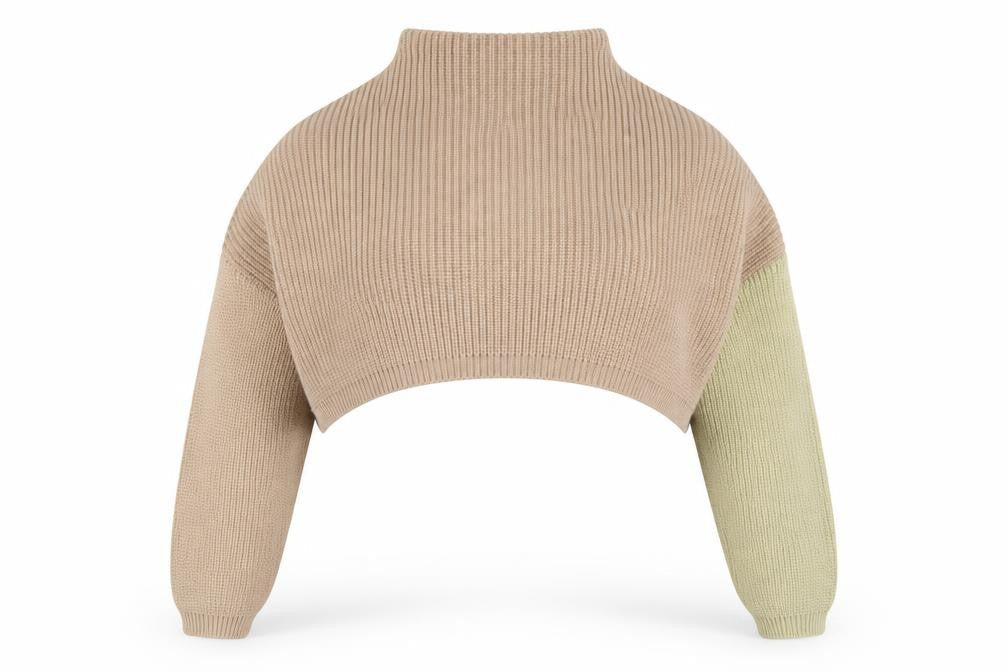 PRETTYLITTLETHING Womens Brown Mock Neck  Acrylic Pullover Jumper Size 6